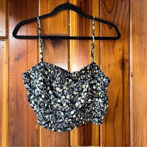 PINK ROSE floral crop tank top NWT sz large